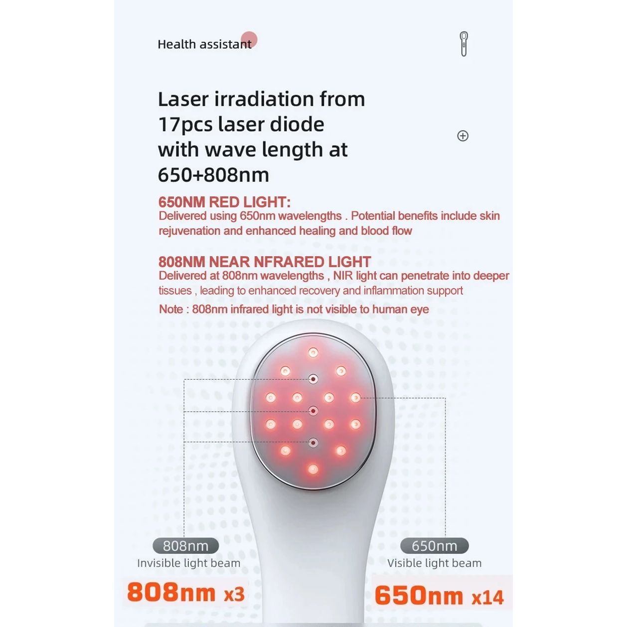 NEW 650Nm 808Nm Low Level Laser Red Light Therapy Device Cold Laser Arthritis Physical Therapy Equipment Pain Relief Health Care