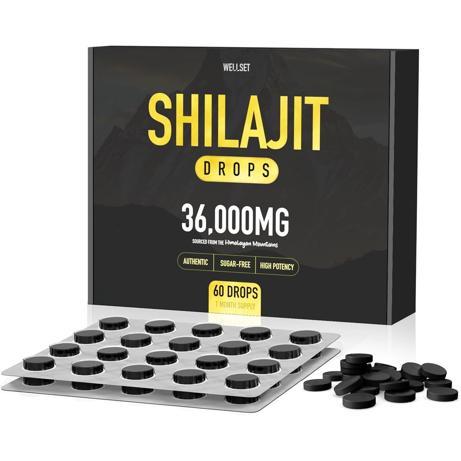 Shilajit Tablets 36,000Mg | 100% Natural Himalayan Shilajit, Rich in Fulvic Acid, Iron & Calcium | Natural Energy, Immune & Mental Clarity Support | 60 Tablets for Men & Women