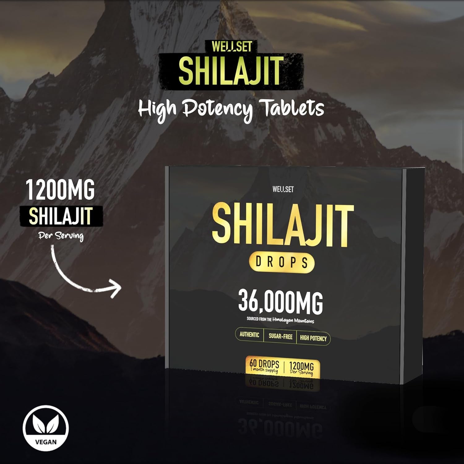 Shilajit Tablets 36,000Mg | 100% Natural Himalayan Shilajit, Rich in Fulvic Acid, Iron & Calcium | Natural Energy, Immune & Mental Clarity Support | 60 Tablets for Men & Women